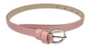 Pasek Damski Skórzany Gładki GRETOS (PL) 15 mm CIEMNY RÓŻOWY LAKIEROWANY