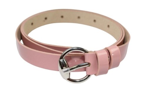 Pasek Damski Skórzany Gładki GRETOS (PL) 20 mm CIEMNY RÓŻOWY LAKIEROWANY