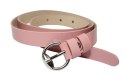 Pasek Damski Skórzany Gładki GRETOS (PL) 20 mm CIEMNY RÓŻOWY LAKIEROWANY
