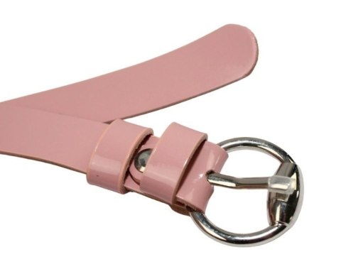 Pasek Damski Skórzany Gładki GRETOS (PL) 20 mm CIEMNY RÓŻOWY LAKIEROWANY