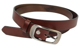 Pasek Damski Skórzany PAS-MAX (PL) Skóra Licowa EXTRA Gładki 25 mm BRĄZOWY k506