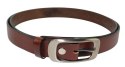 Pasek Damski Skórzany PAS-MAX (PL) Skóra Licowa EXTRA Gładki 25 mm BRĄZOWY k506