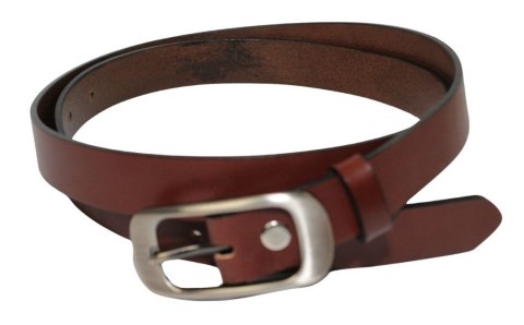 Pasek Damski Skórzany PAS-MAX (PL) Skóra Licowa EXTRA Gładki 25 mm BRĄZOWY k506