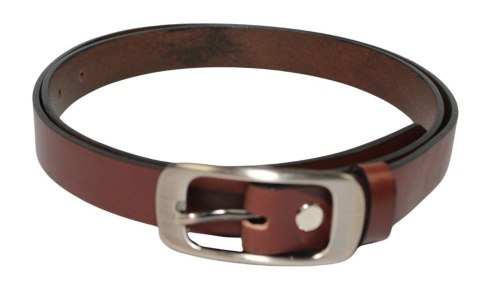 Pasek Damski Skórzany PAS-MAX (PL) Skóra Licowa EXTRA Gładki 25 mm BRĄZOWY k506