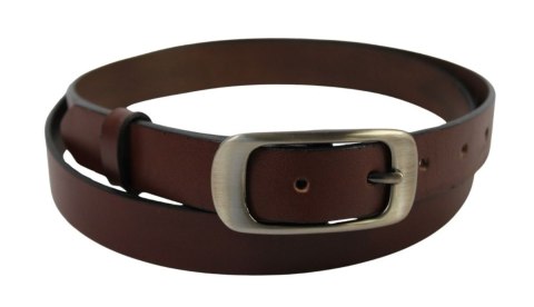 Pasek Damski Skórzany PAS-MAX (PL) Skóra Licowa EXTRA Gładki 25 mm BRĄZOWY k506