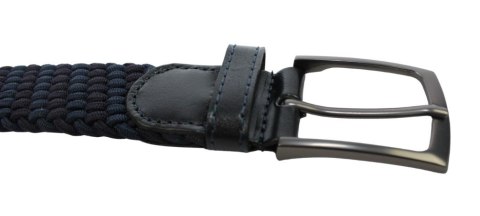 Pasek Gumowa Plecionka Arucce (PL) Super Rozciągliwy 35 mm Klamra Tradycyjna Szeroki Zakres Zapinania Niebiesko Granatowy