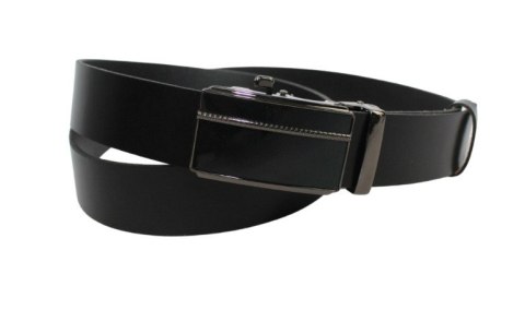 Pasek Męski Skórzany Arucce (PL) Skóra Licowa EXTRA 35 mm CZARNY Gładki Klamra Samozaciskowa CZARNA 8