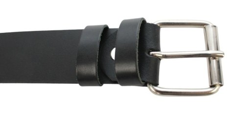 Pasek Męski Skórzany Polska Galanteria (PL) Skóra Licowa EXTRA 40 mm CZARNY Gładki Klamra Tradycyjna (Z ROLKĄ)