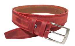 Pasek Skórzany GRETOS (PL) Skóra Licowa EXTRA 35 mm BORDOWY PRZECIERANY Gładki Klamra Tradycyjna