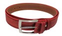 Pasek Skórzany GRETOS (PL) Skóra Licowa EXTRA 35 mm BORDOWY PRZECIERANY Gładki Klamra Tradycyjna