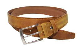 Pasek Skórzany GRETOS (PL) Skóra Licowa EXTRA 35 mm BRĄZOWY PRZECIERANY Gładki Klamra Tradycyjna