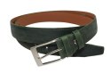 Pasek Skórzany GRETOS (PL) Skóra Licowa EXTRA 35 mm BUTELKOWY ZIELONY Gładki Klamra Tradycyjna