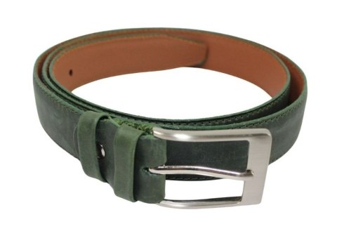 Pasek Skórzany GRETOS (PL) Skóra Licowa EXTRA 35 mm BUTELKOWY ZIELONY Gładki Klamra Tradycyjna