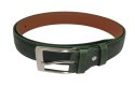 Pasek Skórzany GRETOS (PL) Skóra Licowa EXTRA 35 mm BUTELKOWY ZIELONY Gładki Klamra Tradycyjna