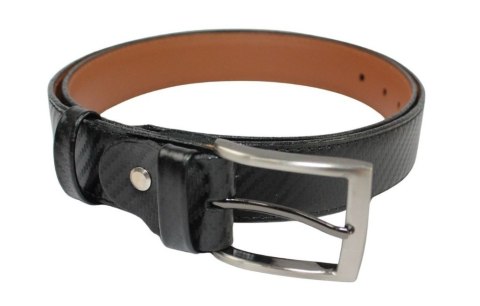 Pasek Skórzany GRETOS (PL) Skóra Licowa EXTRA 35 mm ,,Wzór CARBONOWY ,, CZARNY Gładki Klamra Tradycyjna