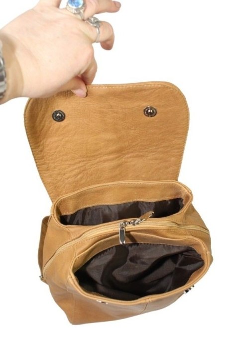 Plecak Skórzany MAGRE (PL) NATALIA Skóra Naturalna Licowa JASNY KARMEL