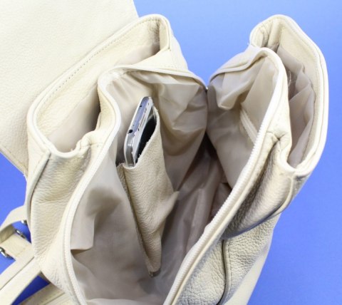 Plecak Skórzany MAGRE (PL) NATALIA Skóra Naturalna Licowa KREMOWA