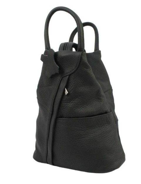 Plecak Skórzany PolskaGalanteria (PL) JOANNA Skóra Naturalna Licowa Gładka CZARNA MATOWA