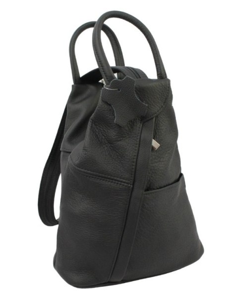 Plecak Skórzany PolskaGalanteria (PL) JOANNA Skóra Naturalna Licowa Gładka CZARNA MATOWA