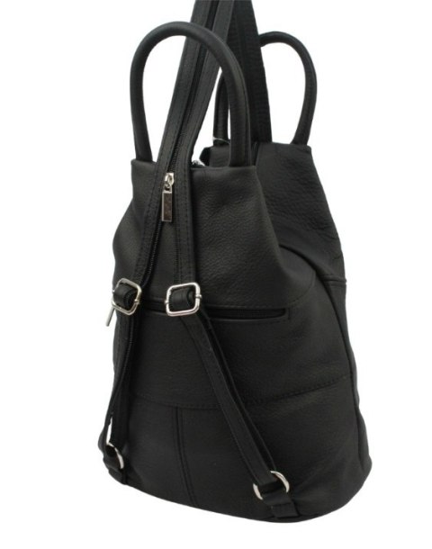 Plecak Skórzany PolskaGalanteria (PL) JOANNA Skóra Naturalna Licowa Gładka CZARNA MATOWA