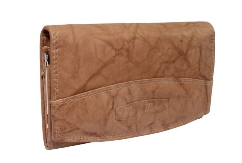 Portfel Damski Skórzany MONEY MAKER Skóra Licowa Duży Z Klamrą RIFD 12131B 16 x 9,5x 3