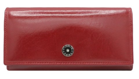 Portfel Damski Skórzany Peterson Długi Suwak Wewnątrz Skóra Naturalna Lakierowana PTN 1680144 CZERWONY 18,5 x 10 x 3 [cm]