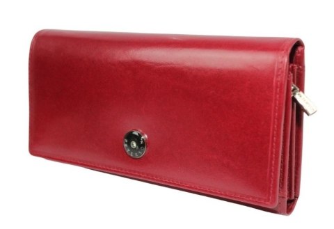 Portfel Damski Skórzany Peterson Długi Suwak Wewnątrz Skóra Naturalna Lakierowana PTN 1680144 CZERWONY 18,5 x 10 x 3 [cm]