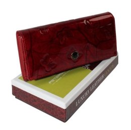 Portfel Damski Skórzany Peterson Długi Suwak Wewnątrz Skóra Naturalna Lakierowana PTN 72037 CZERWONY 18,5 x 9 x 3,5 [cm]