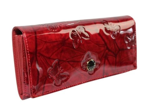 Portfel Damski Skórzany Peterson Długi Suwak Wewnątrz Skóra Naturalna Lakierowana PTN 72037 CZERWONY 18,5 x 9 x 3,5 [cm]