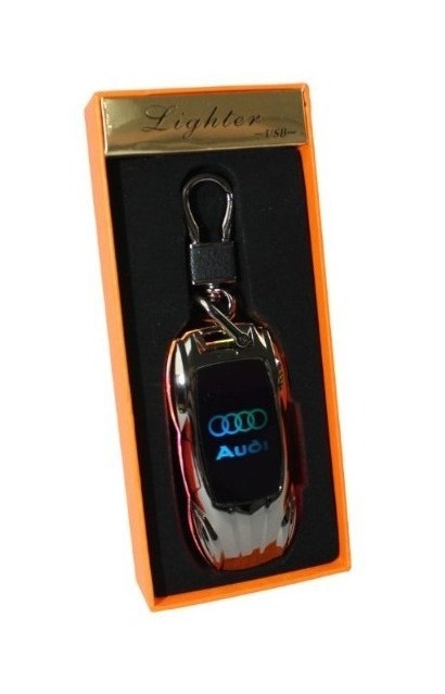 Praktyczna Elektryczna Zapalniczka Plazmowa USB Z Kablem Mikro USB Podświetlana BRELOK Do Kluczyków Samochodowych AUDI CZARNA