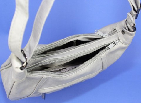 Torebka Skórzana 3022-2 Torebka Klasyczna BAG STREET Listonoszka Skóra Cielęca JASNY BEŻOWY