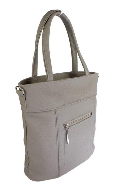 Torebka Skórzana MAGRE (PL) LENA Skóra Naturalna JASNY POPIELATY