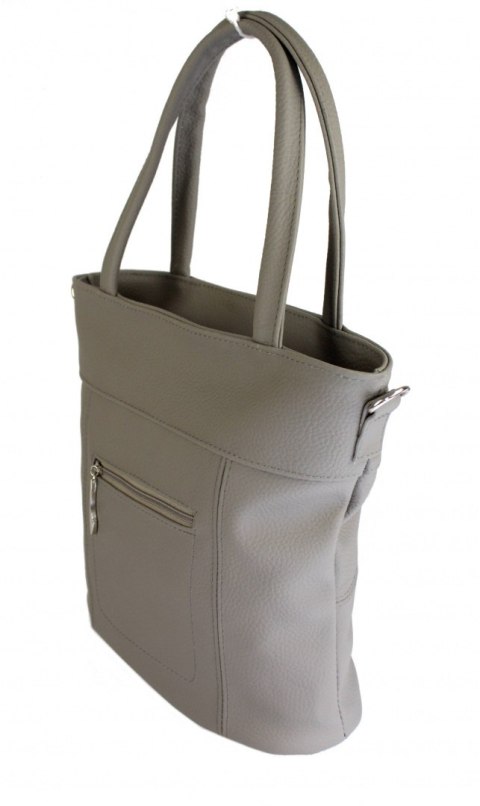 Torebka Skórzana MAGRE (PL) LENA Skóra Naturalna JASNY POPIELATY