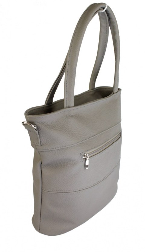 Torebka Skórzana MAGRE (PL) LENA Skóra Naturalna JASNY POPIELATY