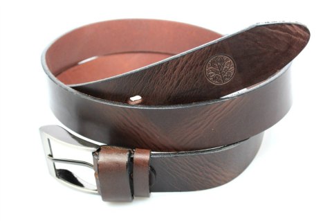 Pasek Męski Skórzany BETLEWSKI (PL) Skóra Naturalna Licowa EXTRA Gładki 40 mm BRĄZOWY GNIECIONY