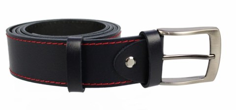 Pasek Męski Skórzany PAS-MAX (PL) Skóra Naturalna DW EXTRA 40 mm GRANATOWY Z Czerwoną Nitką K82