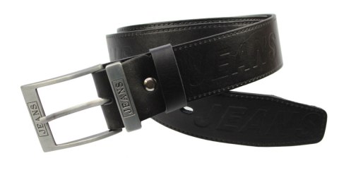 Pasek Skórzany COMPLEX (PL) Tłoczony Napis "JEANS" Skóra Licowa EXTRA 40 mm CZARNY