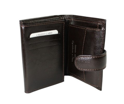 Portfel Męski Skórzany Z.RICARDO(PL) Skóra Licowa Duży Pionowy Z Zapinką Dwa Skrzydełka Duża Kieszeń Na Bilon ZR55A