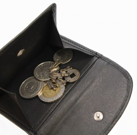 Portfelik Uniwersalny Mała Sakieweczka Skórzana MARS NORDEE Skóra Naturalna RFID  GW-3770 CZARNY 9 x 7 x 2 [cm]