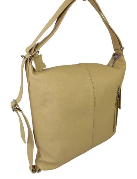 Praktyczny Plecak Skórzany Torebka 2 w 1 MAGRE (PL) AMELIA Skóra Naturalna Licowa BISZKOPTOWY