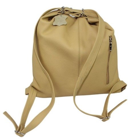 Praktyczny Plecak Skórzany Torebka 2 w 1 MAGRE (PL) AMELIA Skóra Naturalna Licowa BISZKOPTOWY