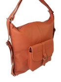 Praktyczny Plecak Skórzany Torebka 2 w 1 MAGRE (PL) AMELIA Skóra Naturalna Licowa CEGLASTY