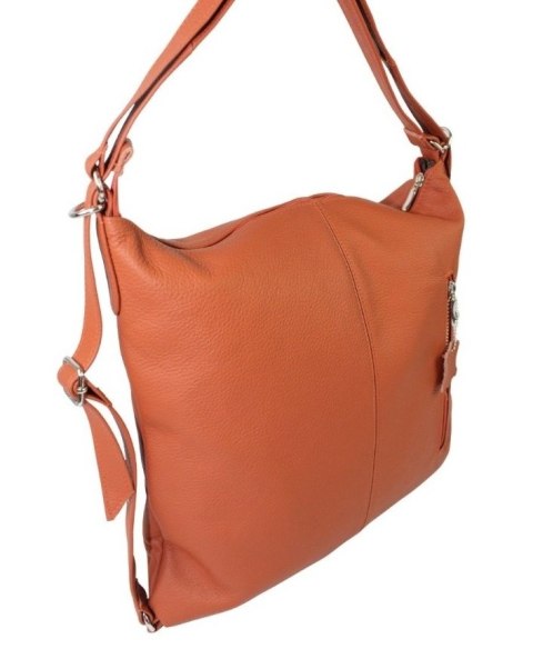 Praktyczny Plecak Skórzany Torebka 2 w 1 MAGRE (PL) AMELIA Skóra Naturalna Licowa CEGLASTY