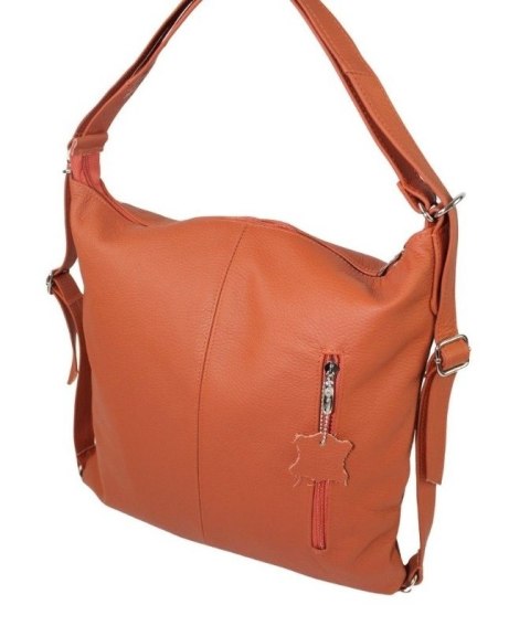 Praktyczny Plecak Skórzany Torebka 2 w 1 MAGRE (PL) AMELIA Skóra Naturalna Licowa CEGLASTY