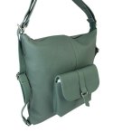 Praktyczny Plecak Skórzany Torebka 2 w 1 MAGRE (PL) AMELIA Skóra Naturalna Licowa CIEMNY ZIELONY