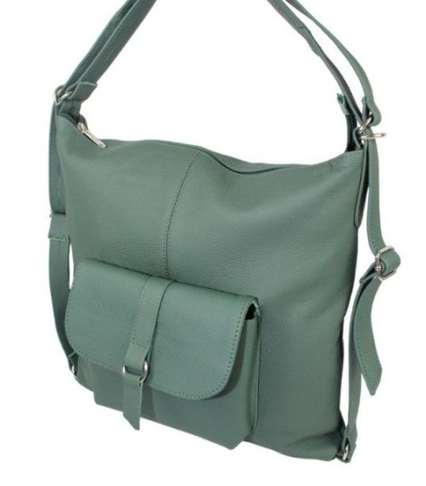 Praktyczny Plecak Skórzany Torebka 2 w 1 MAGRE (PL) AMELIA Skóra Naturalna Licowa CIEMNY ZIELONY