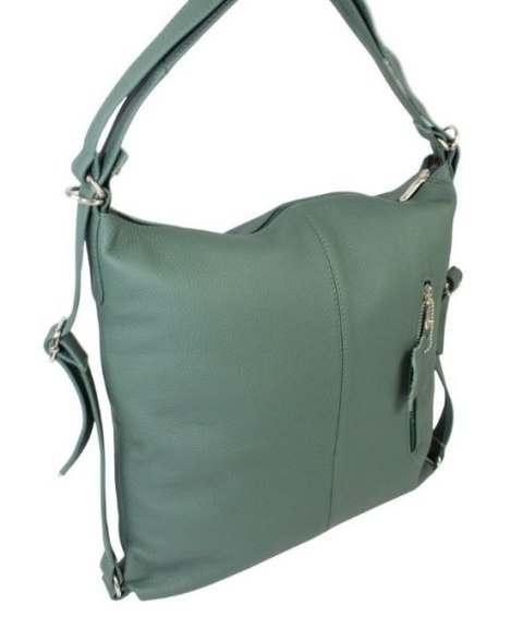 Praktyczny Plecak Skórzany Torebka 2 w 1 MAGRE (PL) AMELIA Skóra Naturalna Licowa CIEMNY ZIELONY