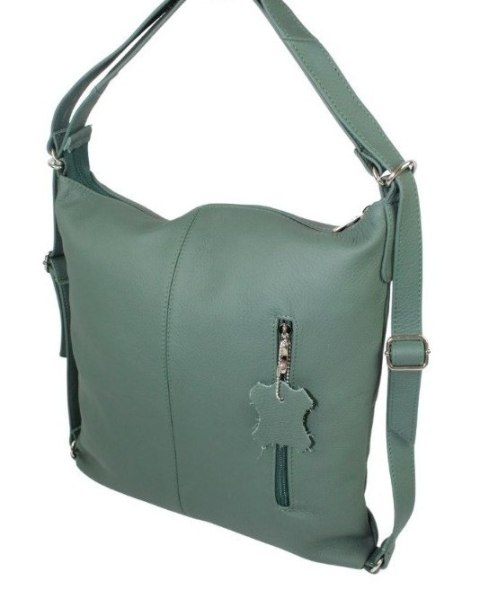 Praktyczny Plecak Skórzany Torebka 2 w 1 MAGRE (PL) AMELIA Skóra Naturalna Licowa CIEMNY ZIELONY
