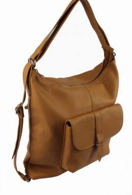 Praktyczny Plecak Skórzany Torebka 2 w 1 MAGRE (PL) AMELIA Skóra Naturalna Licowa JASNE TOFFI