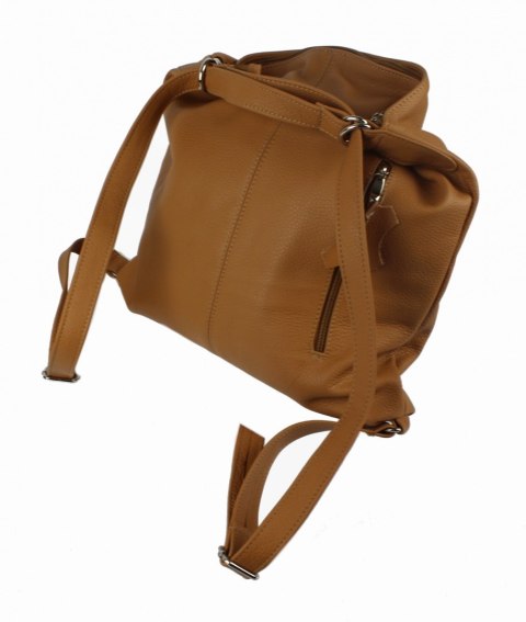 Praktyczny Plecak Skórzany Torebka 2 w 1 MAGRE (PL) AMELIA Skóra Naturalna Licowa JASNE TOFFI